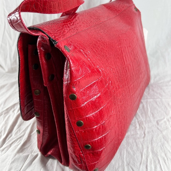 Caggiano Vintage Red Leather Briefcase Messenger Bag - Picture 8 of 14